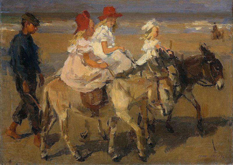 Isaac Israels Donkey Riding on the Beach Norge oil painting art